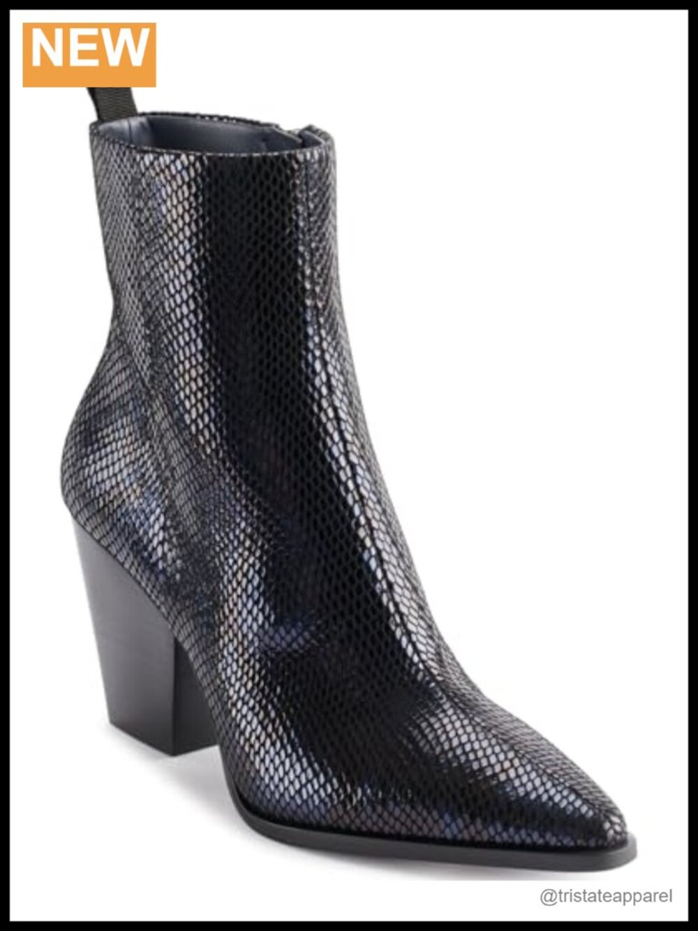 Karl Lagerfeld Keslyn Western Heeled Ankle Bootie Round Toe Leather